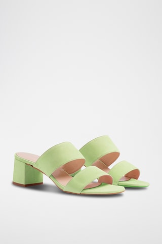 Nubuck Muiltjes met Hak - Groen