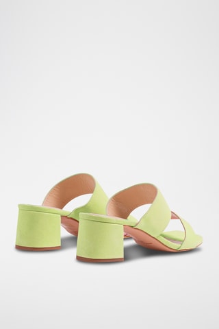 Nubuck Muiltjes met Hak - Groen