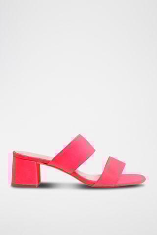 Nubuck Muiltjes met Hak - Fuchsia