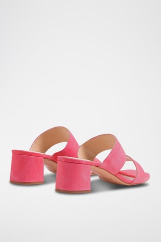 Nubuck Muiltjes met Hak - Fuchsia