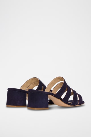 Nubuck Muiltjes met Hak - Blauw