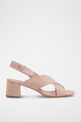 Nubuck Sandalen met Hak - Beige