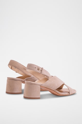 Nubuck Sandalen met Hak - Beige