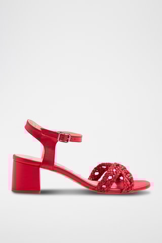 Leren Sandalen met Hak - Rood