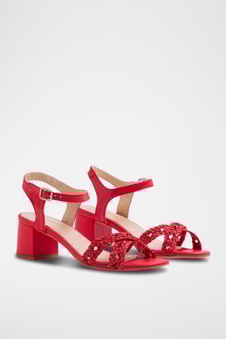 Leren Sandalen met Hak - Rood