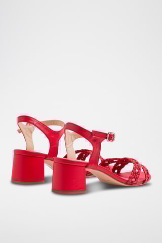 Leren Sandalen met Hak - Rood