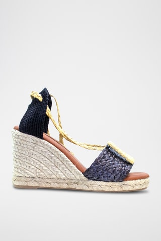 Leren Sandalen met Sleehak - Zwart