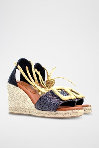 Leren Sandalen met Sleehak - Zwart