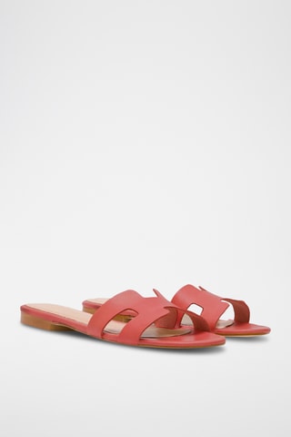 Leren Muiltjes Annetta - Koraalrood