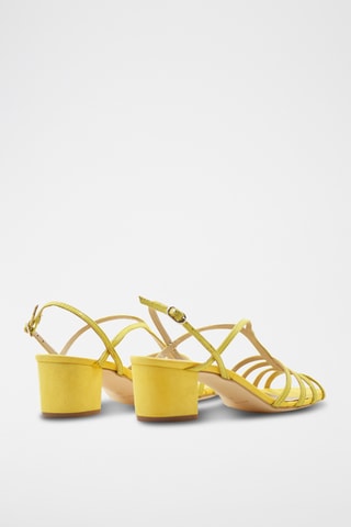 Leren Sandalen met Hak Antonella - Geel