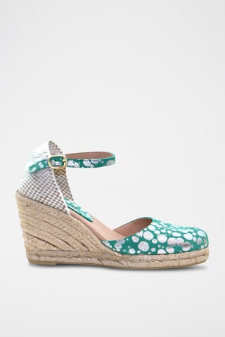 Nubuck Espadrilles met Sleehak Nuria - Groen