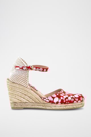 Nubuck Espadrilles met Sleehak Nuria - Rood