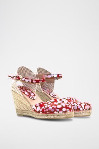 Nubuck Espadrilles met Sleehak Nuria - Rood
