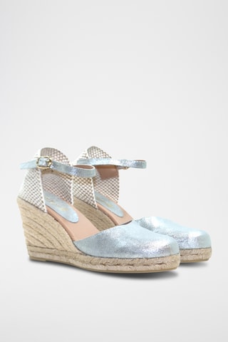 Nubuck Espadrilles met Sleehak Nuria - Zilverkleurig