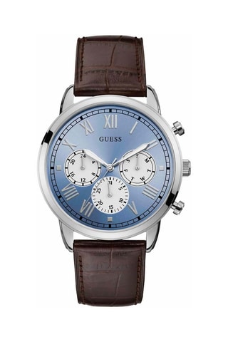 Leren Quartz Horloge Bruin en Zilverkleurig