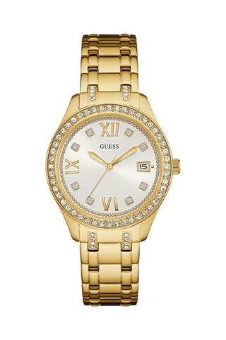 Stalen Quartz Horloge Goudkleurig en Wit