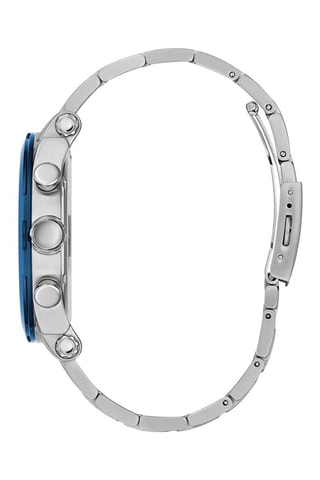 Stalen Quartz Horloge Zilverkleurig en Blauw