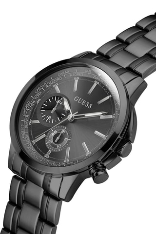 Stalen Quartz Horloge - GMT functie - Zwart
