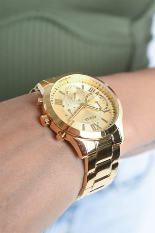 Stalen Quartz Horloge Goudkleurig