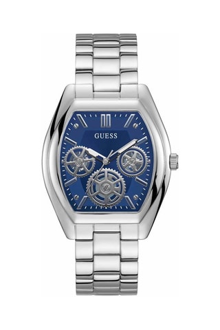 Stalen Quartz Horloge Zilverkleurig en Blauw