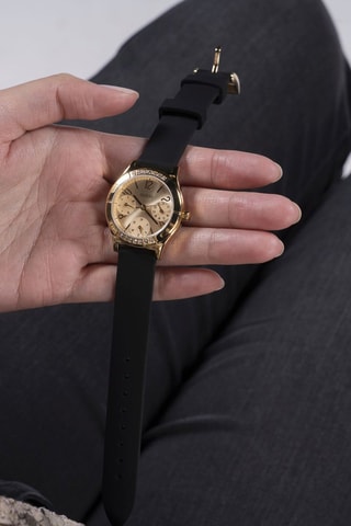 Silicone Quartz Horloge - Zwart en Goudkleurig