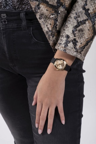 Silicone Quartz Horloge - Zwart en Goudkleurig