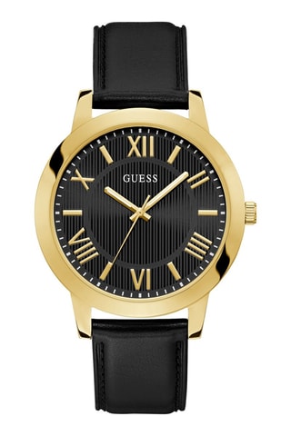 Leren Quartz Horloge - Zwart en Goudkleurig