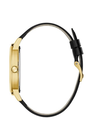 Leren Quartz Horloge - Zwart en Goudkleurig