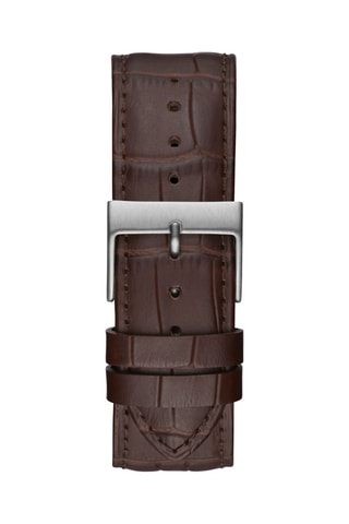 Leren Quartz Horloge - Chronograaf - Bruin en Zilverkleurig