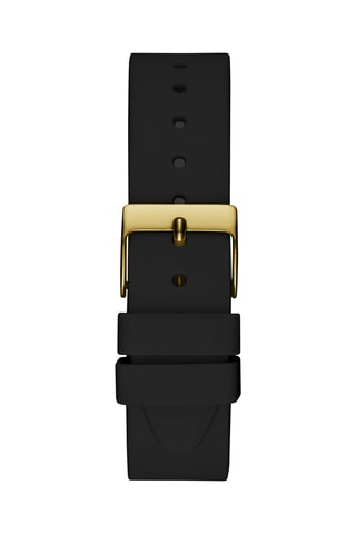 Silicone Quartz Horloge met Diamant - Zwart en Goudkleurig