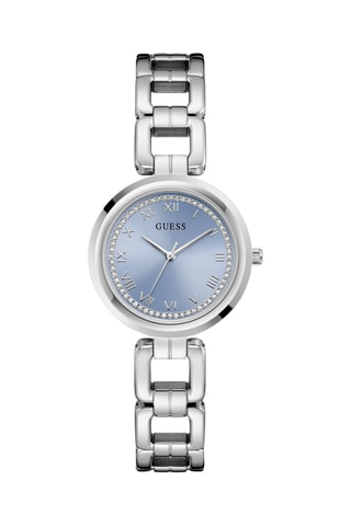 Stalen Quartz Horloge - Zilverkleurig en Blauw