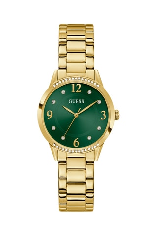 Stalen Quartz Horloge - Goudkleurig en Groen
