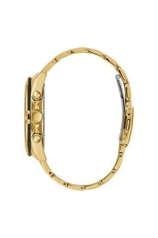 Stalen Quartz Horloge Stopwatch en Snelheidsmeter - Goudkleurig en Zwart