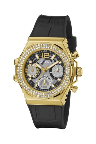 Leren en Silicone Quartz Horloge - Zwart - Chronograaf