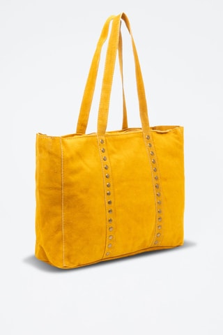 Mala shopper em nobuck - Mostarda - Castanho e dourado