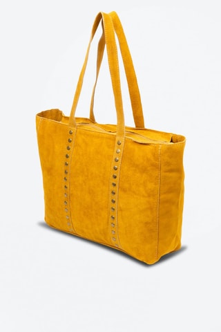 Mala shopper em nobuck - Mostarda - Castanho e dourado