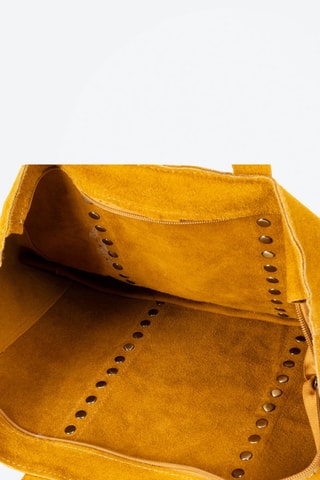 Mala shopper em nobuck - Mostarda - Castanho e dourado