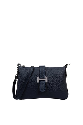 Sac bandoulière en cuir Allerona - Noir et bleu