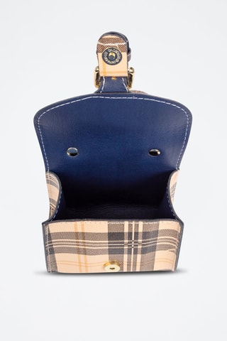 Sac à main en cuir - Bleu, marron et doré