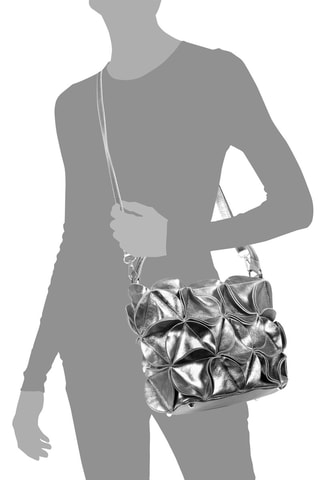 Sac porté épaule en cuir - Argenté