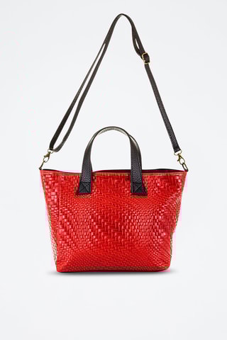 Mala shopper em nobuck - Vermelho - Preto e vermelho