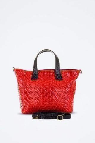 Mala shopper em nobuck - Vermelho - Preto e vermelho