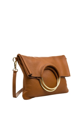 Sac à main et pochette en cuir - Marron et doré