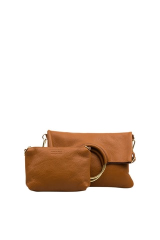 Sac à main et pochette en cuir - Marron et doré