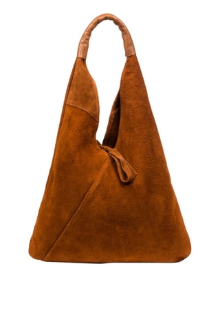 Mala de ombro em nobuck - Camel - Castanho