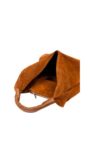 Mala de ombro em nobuck - Camel - Castanho