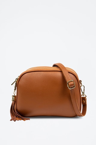 Sac bandoulière en cuir - Marron et doré