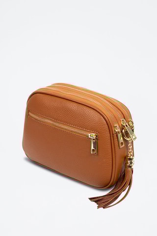 Sac bandoulière en cuir - Marron et doré