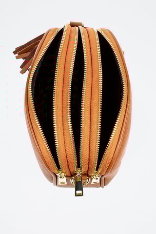 Sac bandoulière en cuir - Marron et doré