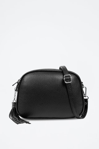 Sac bandoulière en cuir - Noir et argenté